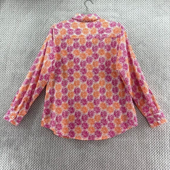 Foxcroft Top Womens 6 Relaxed Orange Button Up Shirt Long Sleeve Wrinkle Free - Picture 7 of 13